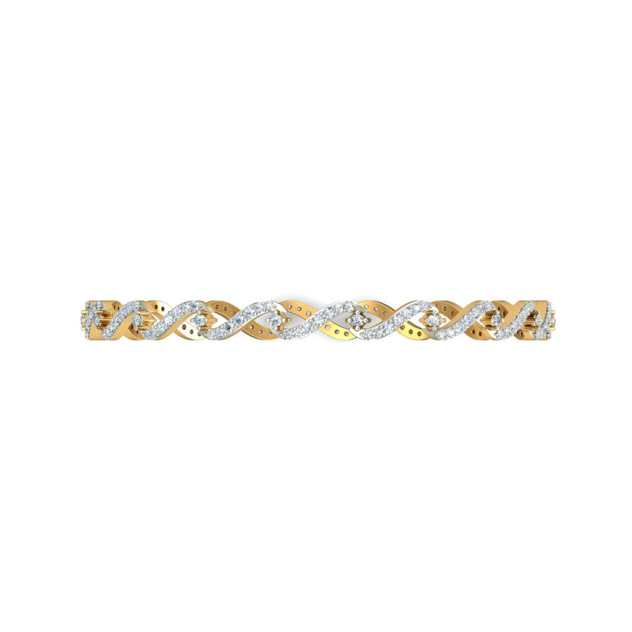 1.3Ct Natural Diamond Bangle in Yellow Gold | SolitaireKart